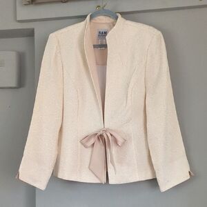 R&M Richards Cream Blazer with Bow Accent